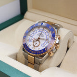 Rolex - Pre-owned Two Tone Rose Gold Yacht-Master II 44mm White Dial Mercedes Hands 116681