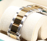 Rolex - Pre-owned Two Tone Yellow Gold Datejust 36 Palm Champagne Index Dial Oyster Bracelet 126233
