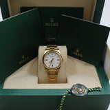 Rolex - Unworn Yellow Gold Oyster Perpetual 34 White Lacquer Stone Dial 124208