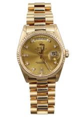 Rolex - Pre-owned Yellow Gold Day-Date 36 Double Quick Set Champagne Diamond Dial 18238