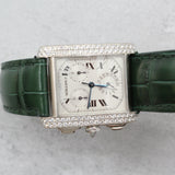 Cartier - Pre-owned White Gold Tank Française Chronoflex Chronograph 28 x 36mm White Dial WE100451