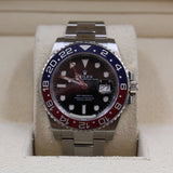 Rolex - Pre-owned Stainless Steel GMT-Master II Pepsi 40mm Black Dial 126710BLRO