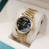 Rolex - Pre-owned Yellow Gold Day-Date 40 Presidential Green Ombre Roman Dial 128238
