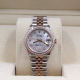 Rolex - Unworn Two Tone Rose Gold Datejust 31 Mother of Pearl Diamond Dial Diamond Bezel 278381RBR