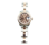 Rolex - Pre-owned Two Tone Rose Gold Lady-Datejust 28mm Chocolate Index Dial Oyster Bracelet 279171
