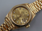 Rolex - Pre-owned Yellow Gold Lady-Datejust 26mm Champagne Diamond Dial 69178