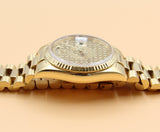 Rolex - Pre-owned Yellow Gold Day-Date 36 Double Quick Set Honeycomb Skeleton Diamond Dial 18238