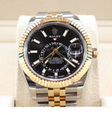 Rolex - Pre-owned Two Tone Yellow Gold Sky-Dweller Black Dial Jubilee Bracelet 336933