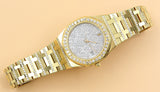 Audemars Piguet - Pre-owned Yellow Gold Royal Oak 35mm Diamond Pave Dial Diamond Bezel Diamond Bracelet