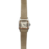 Cartier - Pre-owned Two Tone Yellow Gold Santos de Cartier Galbée Large White Dial W200114B