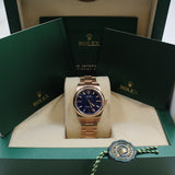 Rolex - Unworn Rose Gold Oyster Perpetual 34 Blue Lacquer Stone Dial 124205