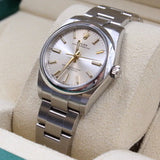 Rolex - Pre-owned Stainless Steel Oyster Perpetual 34 Silver Dial 124200