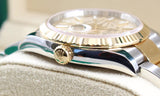 Rolex - Pre-owned Two Tone Yellow Gold Datejust 36 Palm Champagne Index Dial Oyster Bracelet 126233