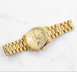 Rolex - Pre-owned Yellow Gold Day-Date 36 Single Quickset Champagne Diamond Dial 18038