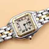 Cartier - Pre-owned Two Tone Yellow Gold Panthère Small 22mm White Dial W25029B5