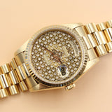 Rolex - Pre-owned Yellow Gold Day-Date 36 Double Quick Set Honeycomb Skeleton Diamond Dial 18238