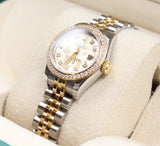 Rolex - Pre-owned Two Tone Yellow Gold Lady-Datejust 26mm "Meteorite" DIamond Dial Diamond Bezel Jubilee Bracelet  179383