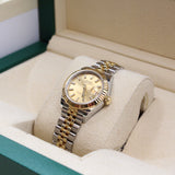 Rolex - Pre-owned Two Tone Yellow Gold Lady-Datejust 28mm Champagne Index Dial 279173
