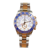 Rolex - Pre-owned Two Tone Rose Gold Yacht-Master II 44mm White Dial Mercedes Hands 116681