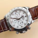 Rolex - Pre-owned 40mm Daytona Zenith Mother of Pearl Diamond Dial Leather Bracelet 16519