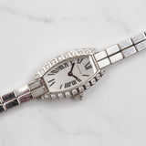 Cartier - Pre-owned White Gold Lanières Tonneau Mini 16 x 27mm White Dial Diamond Bezel WJ2004W3