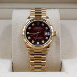 Rolex - Unworn Datejust 31 Red Ombre Diamond Dial Presidential Bracelet 278278