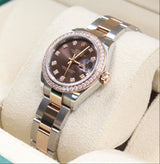 Rolex - Two Tone Rose Gold Lady-Datejust Chocolate Diamond Dial Diamond Bezel Oyster Bracelet 279381RBR