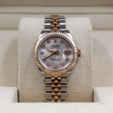 Rolex - Pre-owned Two Tone Rose Gold Lady-Datejust 28mm Mother of Pearl Diamond Dial 279171