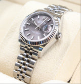 Rolex - Pre-owned Stainless Steel Lady-Datejust 28mm Dark Grey Index Dial Jubilee Bracelet 279174
