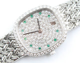 Audemars Piguet - Pre-owned White Gold Ellipse Vintage AP 22 x 24mm Diamond Emerald Dial 14569BC