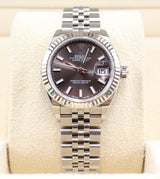 Rolex - Pre-owned Stainless Steel Lady-Datejust 28mm Dark Grey Index Dial Jubilee Bracelet 279174
