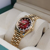 Rolex - Unworn Datejust 31 Red Ombre Diamond Dial Presidential Bracelet 278278
