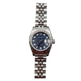 Rolex - Pre-owned Stainless Steel Lady-Datejust 26mm Blue Diamond Rolex Motif Dial 179174