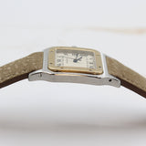Cartier - Pre-owned Two Tone Yellow Gold Santos de Cartier Galbée Large White Dial W200114B