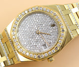 Audemars Piguet - Pre-owned Yellow Gold Royal Oak 35mm Diamond Pave Dial Diamond Bezel Diamond Bracelet