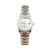 Rolex - Unworn Day-Date 36 Platinum Mother of Pearl Diamond Dial 128396TBR