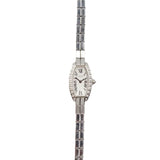Cartier - Pre-owned White Gold Lanières Tonneau Mini 16 x 27mm White Dial Diamond Bezel WJ2004W3