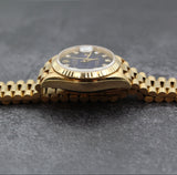 Rolex - Pre-owned Yellow Gold Lady-Datejust 26mm Blue Vignette Diamond Dial 69178