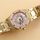 Audemars Piguet - Pre-owned Rose Gold Royal Oak Mini Mother of Pearl Diamond Dial Diamond Bezel 67076OR
