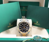 Rolex - Pre-owned Two Tone Yellow Gold Sky-Dweller Black Dial Jubilee Bracelet 336933