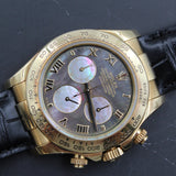 Rolex - Pre-owned Yellow Gold Daytona 40mm Tahitian Mother of Pearl Roman Dial 116518