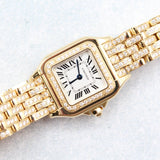 Cartier - Unworn Yellow Gold Panthère Small 30.3 x 22mm White Dial Diamond Bezel WJPN0059