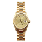 Rolex - Pre-owned Yellow Gold Day-Date 36 Single Quickset Champagne Diamond Dial 18038