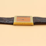 Rolex - Pre-owned Yellow Gold Cellini Orange Dial Black Leather Strap 4014