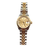 Rolex - Pre-owned Two Tone Yellow Gold Lady-Datejust 28mm Champagne Index Dial 279173