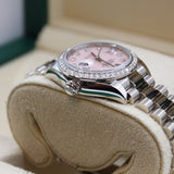 Rolex - Unworn White Gold Lady-Datejust 28mm Pink Opal Diamond Star Dial Diamond Bezel 279139RBR
