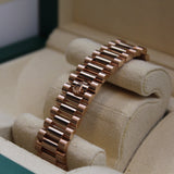Rolex - Unworn Rose Gold Day-Date 36 Silver Baguette Diamond Dial Diamond Bezel 128395TBR
