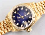 Rolex - Pre-owned Yellow Gold Lady-Datejust 26mm Blue Diamond Dial 69178
