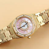 Audemars Piguet - Pre-owned Rose Gold Royal Oak Mini Mother of Pearl Diamond Dial Diamond Bezel 67076OR