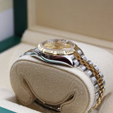 Rolex - Pre-owned Two Tone Yellow Gold Lady-Datejust 28mm Champagne Index Dial 279173